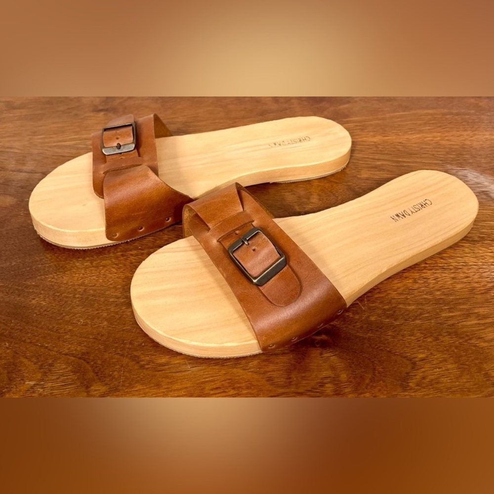 Christy Dawn Ventura clogs in cognac leather